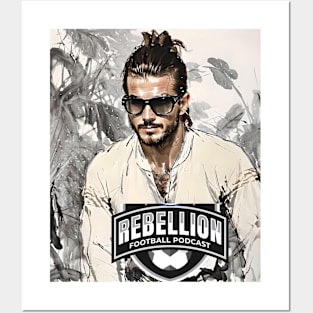 Rebellion Football Podcast (man ponytail and dark shades) Posters and Art